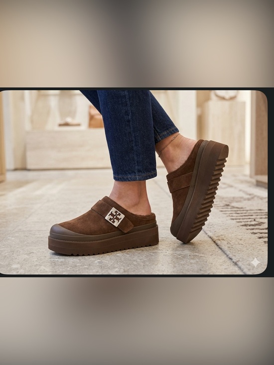 Tory Burch Other - Tory Burch Brown Suede Platform Slip-On Mule